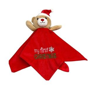 Baby Starters Bear Lovey Security Plush Santa Hat My‎ First Christmas Red Brown
